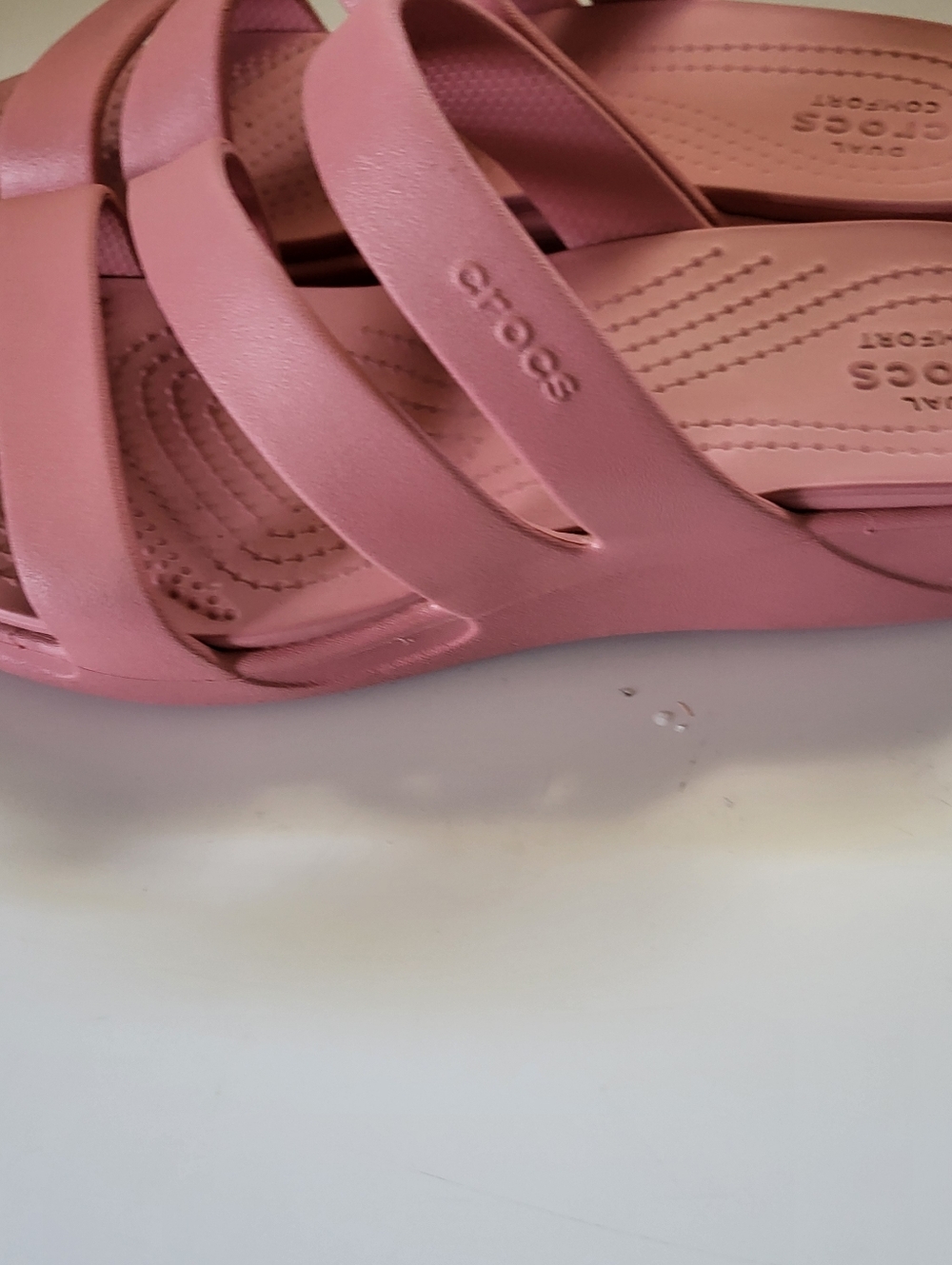 Crocs Womens Monterey Sandals Size 8 Pink Wedge Slides Shoes - Picture 6 of 7